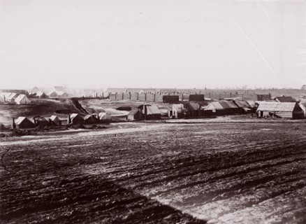 General Hospital, Point of Rocks, Appomattox River below Petersburg, 1864. Formerly attributed to Mathew B. Brady.