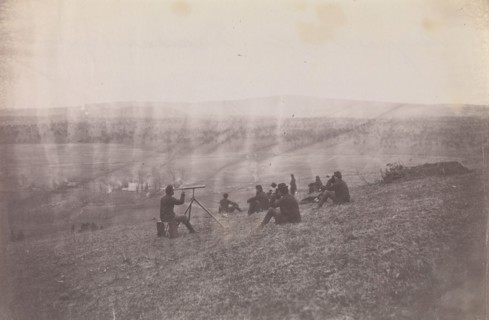 Signal Corps, Rappidan River/Signal Corps Reconnoitering at Fredericksburg, Virginia, 1863. Formerly attributed to Mathew B. Brady.
