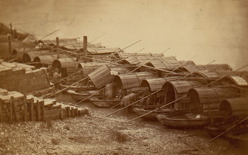 Boats Along Riverbank, 1870s.