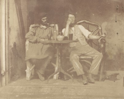 Two Men Seated at a Table, 1850s.