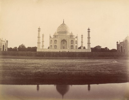 View of the Taj Mahal from the Jamuna, Agra, 1860s-70s.