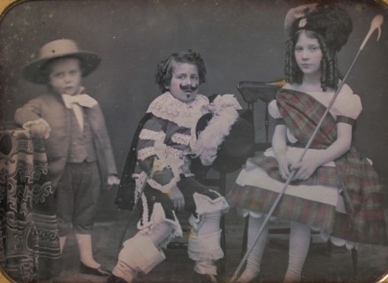 Three Children in Costume, 1850s.