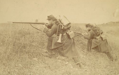 Soldier with Rifle and Bugle, 1880s-90s.