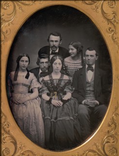 Three Young Couples Dressed in Finery, 1850s.