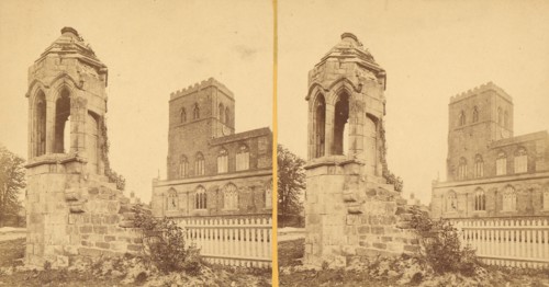 Group of 3 Early Stereograph Views of British Church and Monastery Ruins, 1860s-80s.
