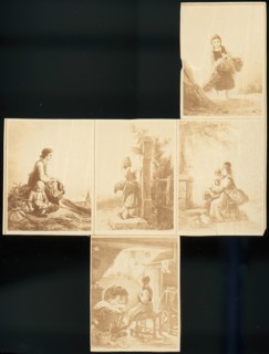 Uncut sheet of reproductions of paintings of children, 1870s.