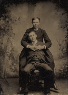 Two Young Men, One Embracing the Other, 1870s-80s.