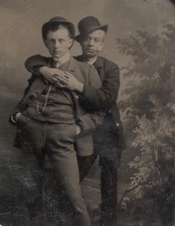 Two Young Men, One Embracing the Other, 1880s.