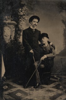 Two Young Men Crossing Their Walking Sticks, 1880s.