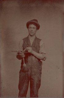 Painter Holding Palette and Brushes, 1870s.