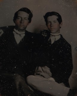 Two Young Men Seated with Their Arms Around Each Other, 1860s.
