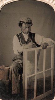 Young Man Painting Window Frame, 1860s-80s.