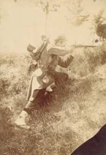 [Soldier Aiming Rifle], 1880s-90s.