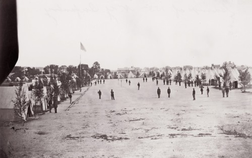 Camp of 153rd New York Infantry, ca. 1861. Formerly attributed to Mathew B. Brady.