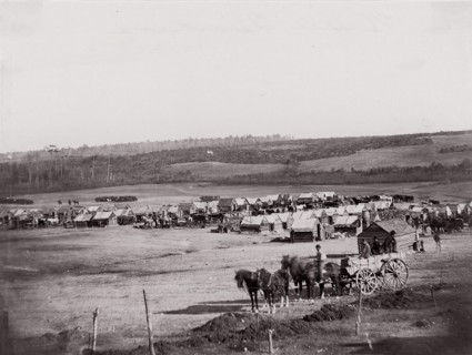 Union Cavalry Winter Quarters, 1861-65. Formerly attributed to Mathew B. Brady