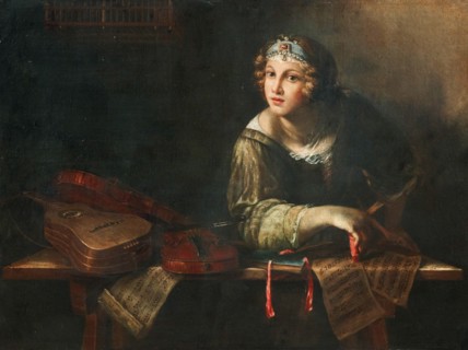 Allegorical representation with musical instruments and notes, Second Half of the 17th cen.. Creator: Scaglia, Girolamo (ca 1620-1686).