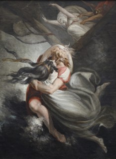 Amanda / Rezia throws herself with Huon into the sea, Fatime is held back by force, 1804-1805. Creator: Füssli (Fuseli), Johann Heinrich (1741-1825).