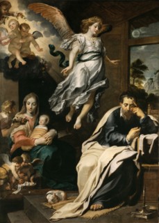 An Angel Telling Joseph in a Dream to Flee to Egypt. Creator: Seghers, Gerard  .