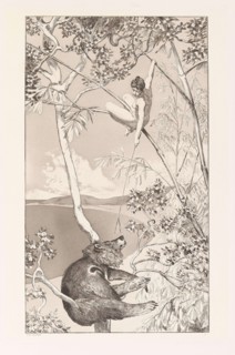 Bear and Elf (Bär und Elfe) (plate I) from Intermezzos, Opus IV (Intermezzi, Opus IV), c. 1880. Creator: Klinger, Max (1857-1920).