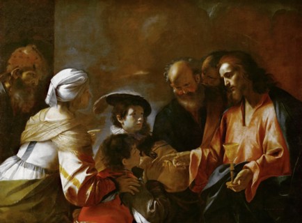 Christ Blessing the Children (Let the little children come to me), c. 1635. Creator: Preti, Mattia (1613-1699).
