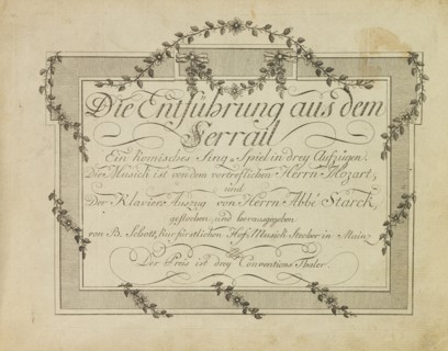 Cover of the First edition of the of the opera "The Abduction from the Seraglio" by Mozart, aft.1786 Creator: Anonymous.