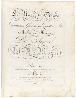 Cover of the score Le nozze di Figaro dramma giocoso in quattro atti, Between 1806 and 1810. Creator: Mozart, Wolfgang Amadeus (1756-1791).