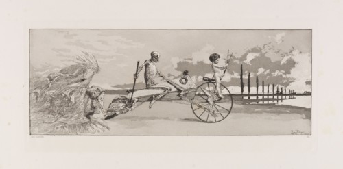 Cupid, Death and the Beyond (Amor, Tod und Jenseits) (plate XII) from Intermezzos..., 1881. Creator: Klinger, Max (1857-1920).