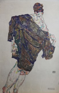 Figure with Mantle, 1913. Creator: Schiele, Egon (1890-1918).
