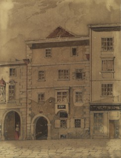 House where Mozart died, on Rauhensteingasse in Vienna. Creator: Wiesböck, Carl L. (1811-1874).