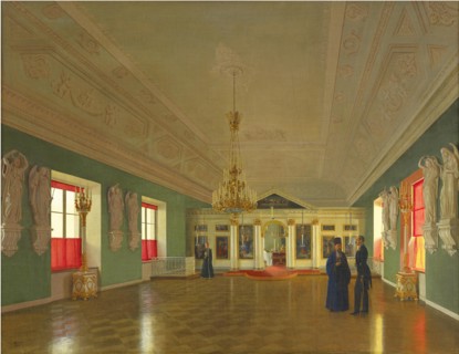 Interior of the Palace Church of St. Alexander Nevsky, Anichkov Palace, Saint Petersburg, 1850. Creator: Tutukin, Pyotr Vasilyevich (1819-1900).