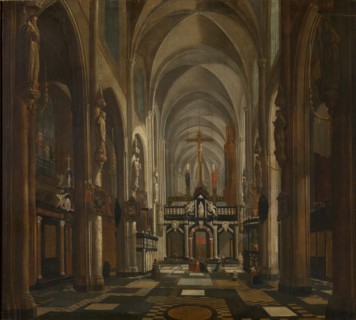 Interior of the St. Donatian's Cathedral in Bruges, ca 1696. Creator: Meunincxhove, Jan Baptist van (c. 1620/25-1703/04).