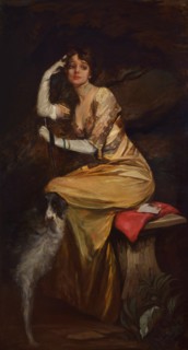 Lady in yellow. Creator: Selvatico, Lino (1872-1924).
