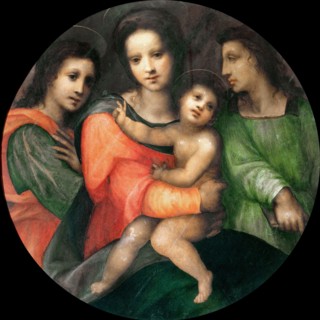 Madonna and Child with two angels. Creator: Puligo, Domenico (1492-1527).