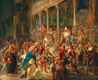 Mustering the soldiers ("Viva Messer Vittore Pisani!"), 1864. Creator: Carlini, Giulio (1826-1887).