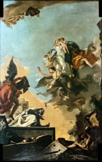 Our Lady of Carmel giving the scapular to Saint Simon Stock, 1749. Creator: Tiepolo, Giambattista (1696-1770).