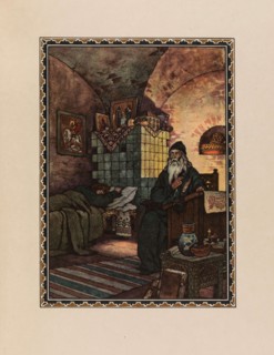 Pimen. Illustration to the Drama Boris Godunov by A. Pushkin, 1927. Creator: Zvorykin, Boris Vasilievich (1872-after 1935).