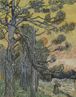 Pine trees at sunset, 1889. Creator: Gogh, Vincent, van (1853-1890).