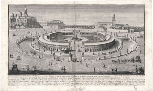 Prato della Valle in Padua (from the project by Domenico Cerato), 1770s. Creator: Sacchetti, Lorenzo (1759-1836).