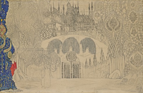 Stage design for the ballet The Firebird (L'oiseau de feu) by I. Stravinsky, 1909-1910. Creator: Bakst, Léon (1866-1924).