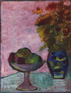 Still life with fruit bowl and flower vase, ca 1932. Creator: Javlensky, Alexei, von (1864-1941).