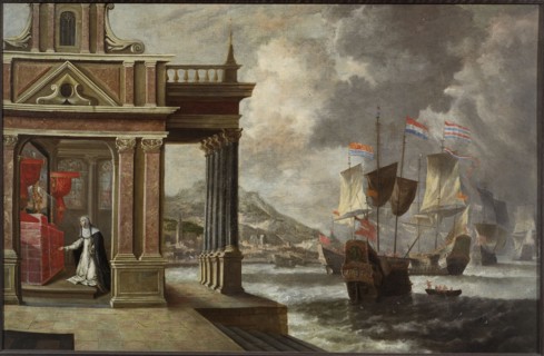 The Battle of Lepanto: Saint Catherine of Ricci and the embarkation, 1671. Creator: Peeters, Jan, the Elder (1624-1678).