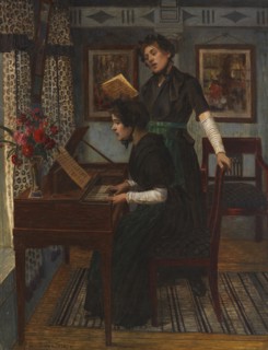 The music lesson, c. 1890. Creator: Firle, Walter (1859-1929).