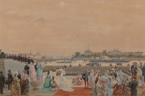 The solemn service on the occasion of the bicentenary of Peter I, on Senate Square..., 30 May 1872. Creator: Gun (Huhn), Karl Fyodorovich (Karl Theodor) (1830-1877).