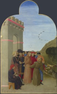 The Wolf of Gubbio (From Borgo del Santo Sepolcro Altarpiece), 1437-1444. Creator: Sassetta (1392-1450).