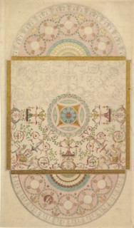 Design for a Ceiling with Square Central Compartment and Semicircular Ends..., late 18th century. Creator: Anon.
