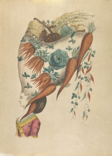 Fantastic Hairdress with Fruit and Vegetable Motif, 18th century. Creator: Anon.