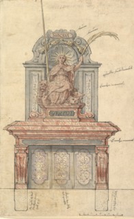Design for a Chimneypiece with a Personification of Virtue, 1616. Creator: Anon.