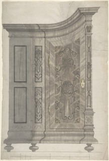 Design for a Concave Corner Cabinet (Possibly Part of a Larger Wall-Covering Unit), c1730-40 . Creator: Anon.