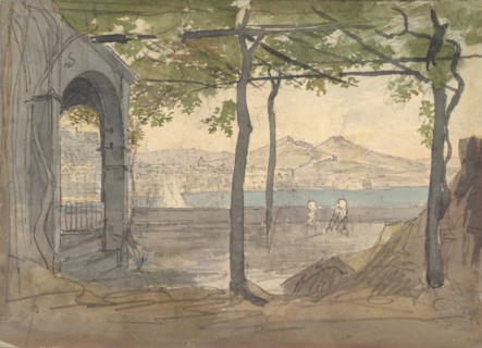 View of the Bay of Naples with Mount Vesuvius, early 19th century. Creator: Anon.