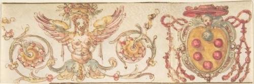 Design with Medici Coat of Arms and Harpy (Embroidery Design?), 16th century. Creator: Anon.
